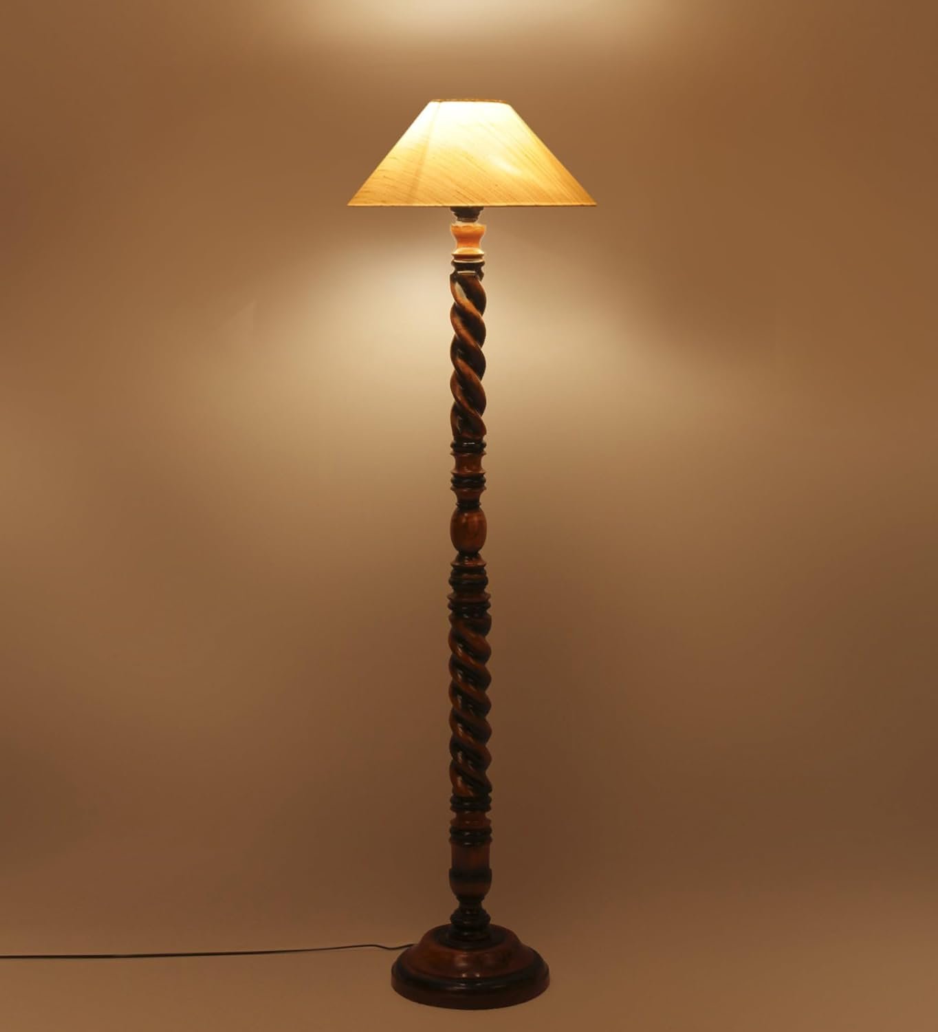 Off-White Cotton Coolie Floor Lamp -46(13x53.75inches)-Closed Snake