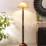 Off-White Cotton Coolie Floor Lamp -46(13×53.75inches)-Closed Snake