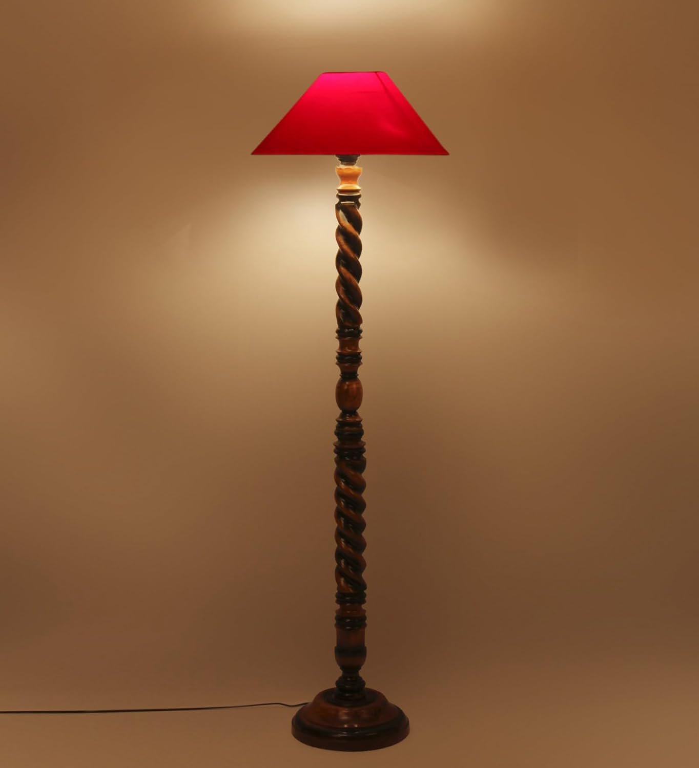 Red Cotton Coolie Floor Lamp -47 (13x53.75 inches)-Closed Snake