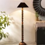 Black Cotton Coolie Floor Lamp -48(13×53.75 inches)-Closed Snake