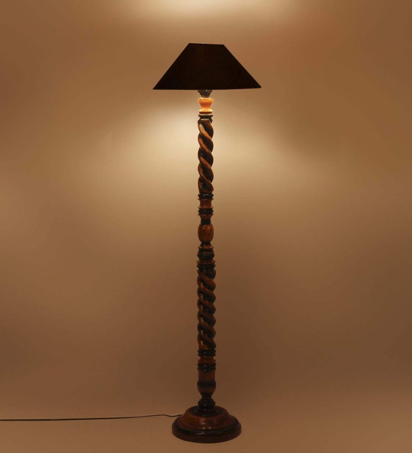 Black Cotton Coolie Floor Lamp -48(13x53.75 inches)-Closed Snake