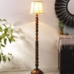 Soft Back Cotton Off-White Wooden Floor Lamp -53(12×56 Inches)-Closed Snake