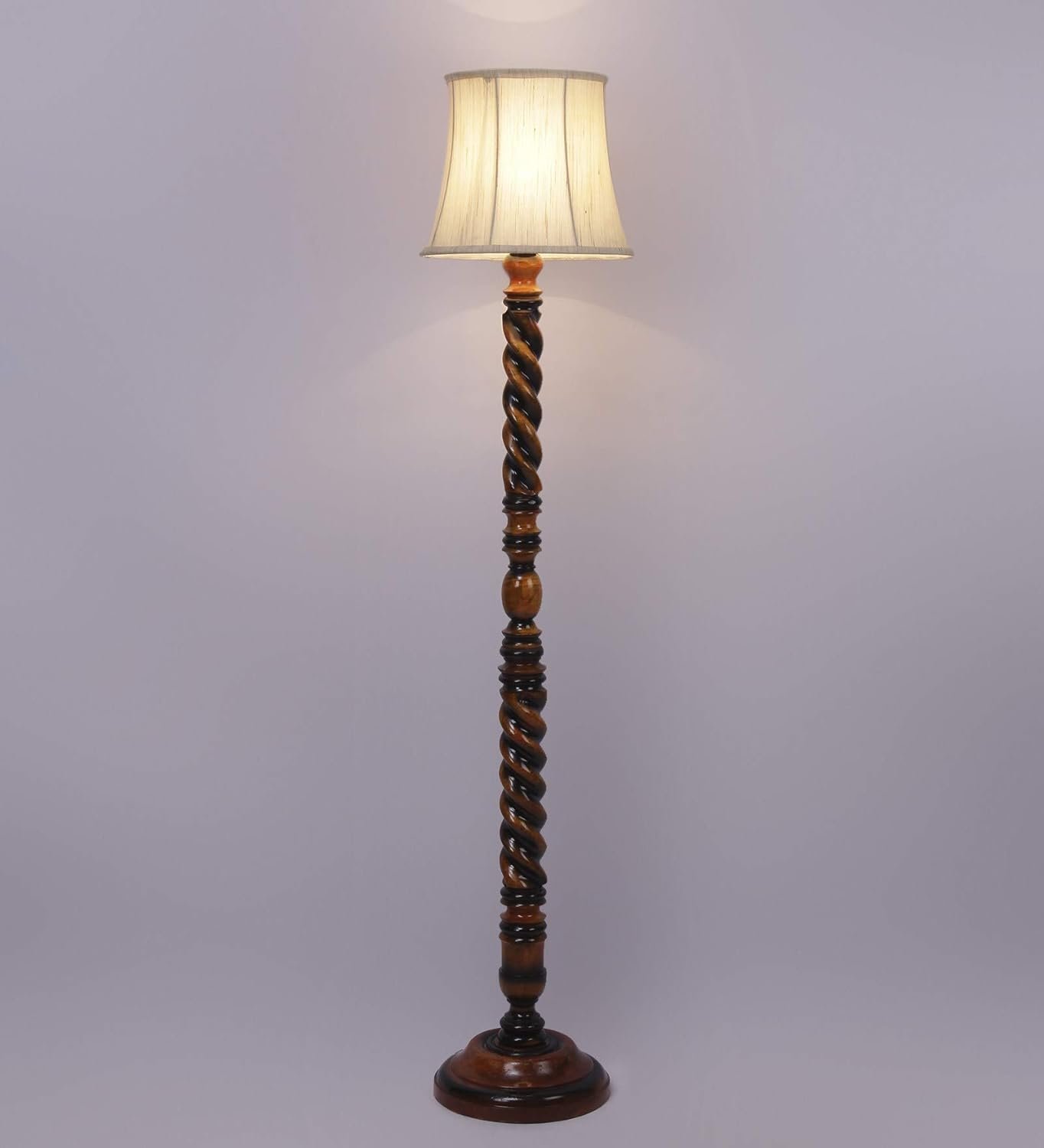 Soft Back Cotton Off-White Wooden Floor Lamp -53(12x56 Inches)-Closed Snake