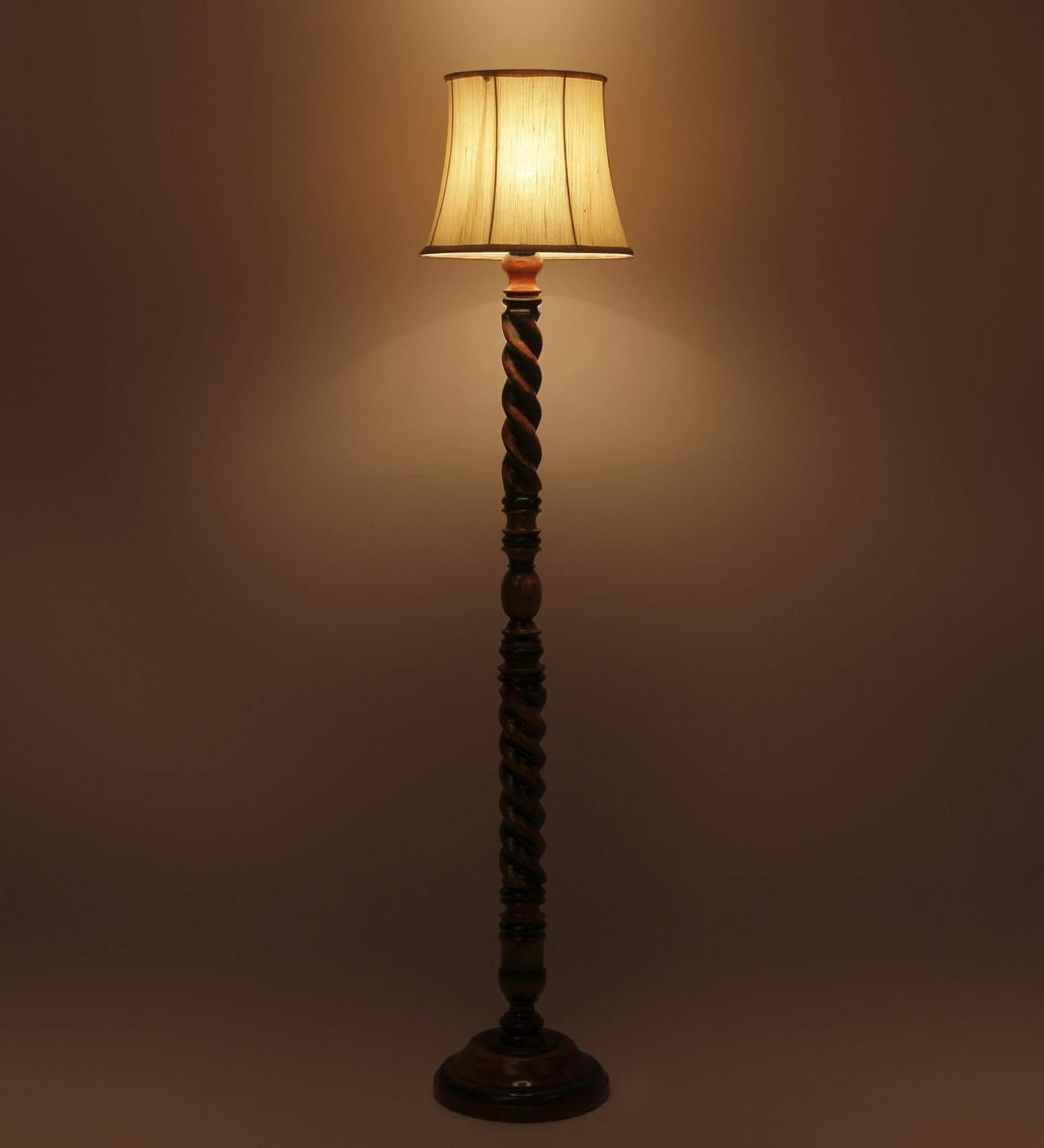 Soft Back Cotton Off-White Wooden Floor Lamp -53(12x56 Inches)-Closed Snake