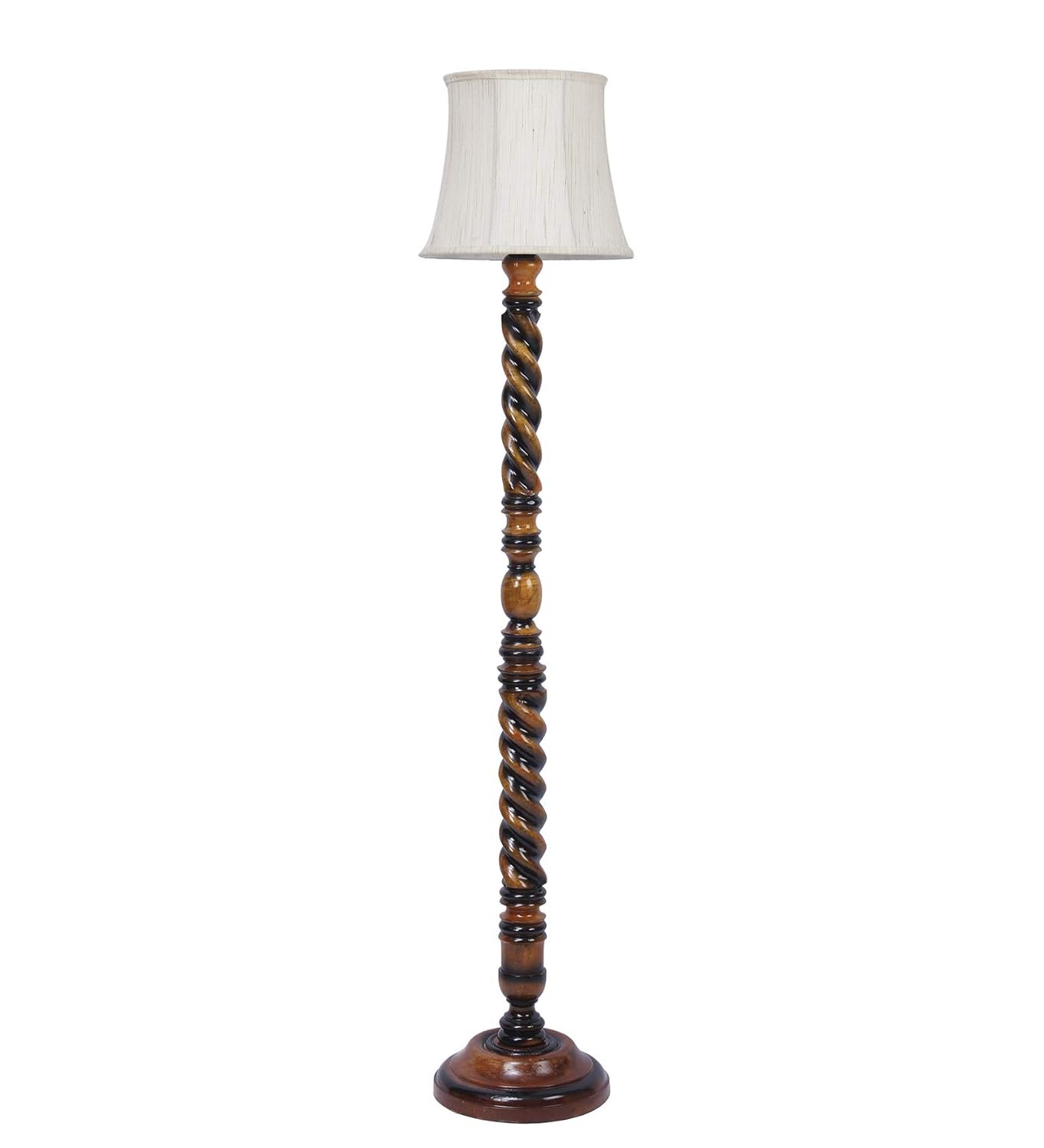 Soft Back Cotton Off-White Wooden Floor Lamp -53(12x56 Inches)-Closed Snake