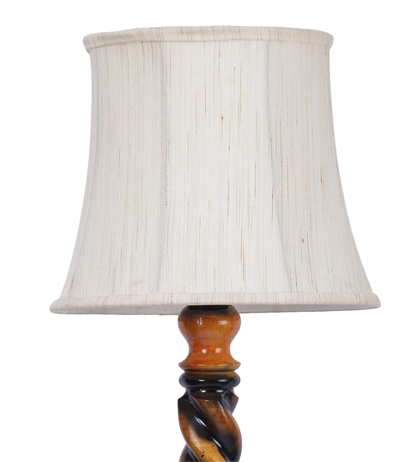 Soft Back Cotton Off-White Wooden Floor Lamp -53(12x56 Inches)-Closed Snake