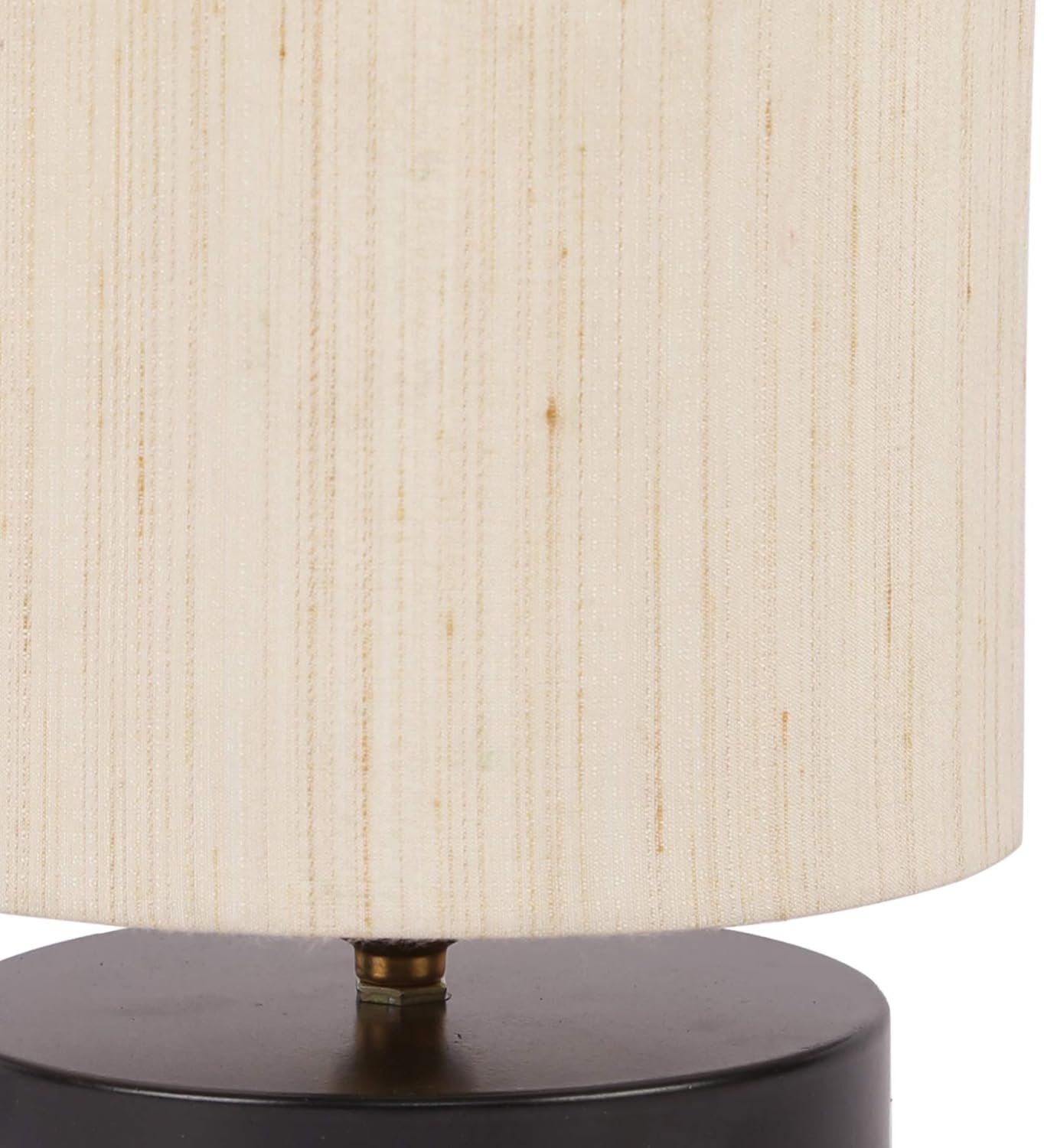 Off White Cotton Shade Lamp with Black Wood Base for Decoration/Office/Home/Gifting/Study for Decoration/Office/Home/Gifting/Study -(7x7x7) Inches -