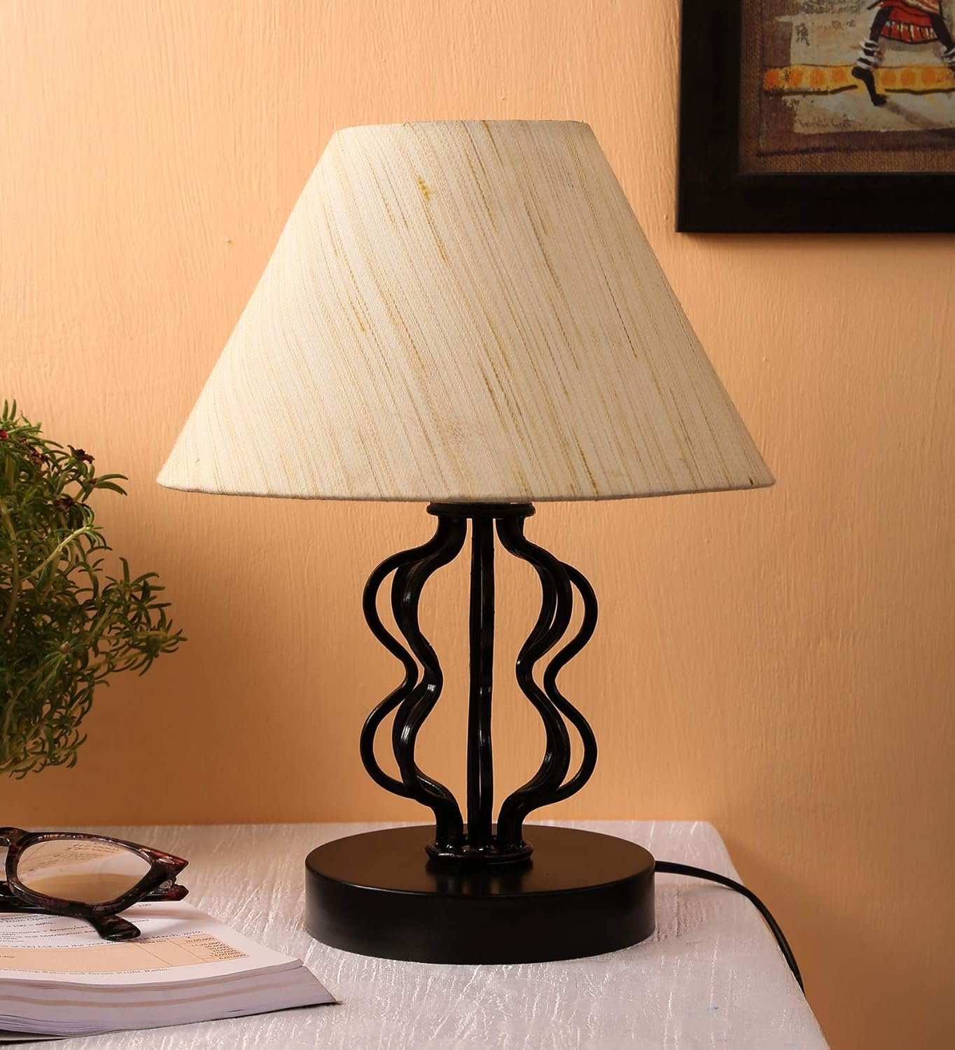 Off-White Cotton Table Lamp