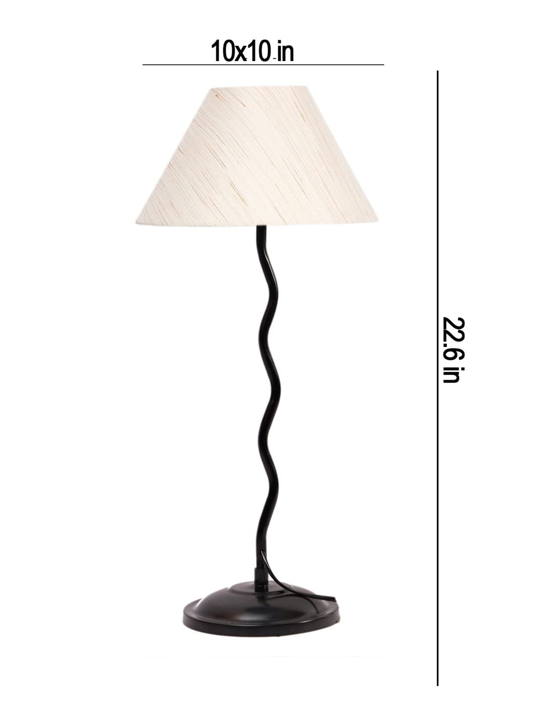 Off-White Cotton Zig zag Table lamp with Iron Base (AE01)