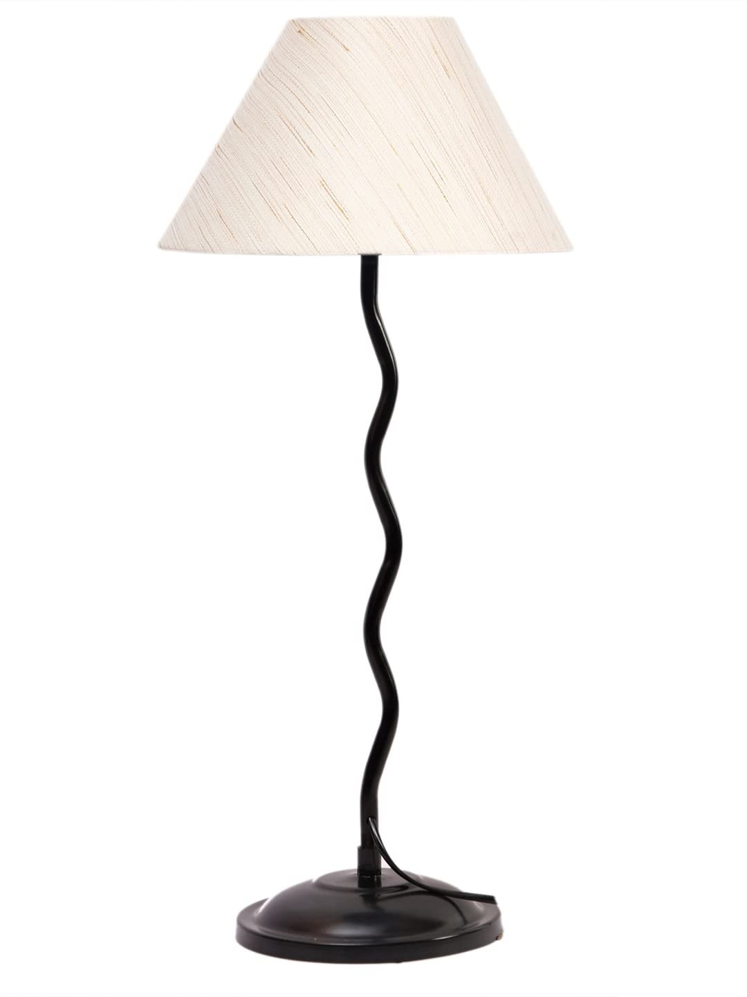 Off-White Cotton Zig zag Table lamp with Iron Base (AE01)