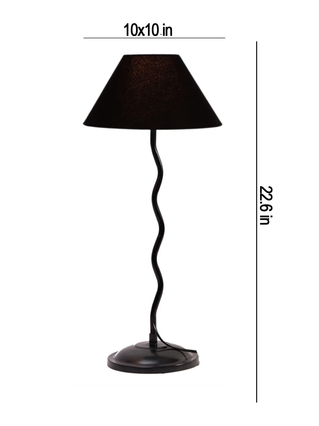 Black Cotton Zig zag Table lamp with Iron Base (AE02)