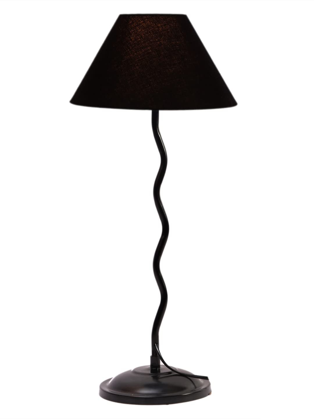 Black Cotton Zig zag Table lamp with Iron Base (AE02)