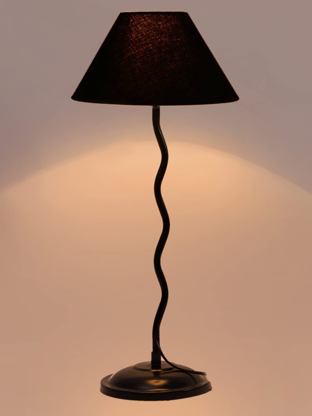 Black Cotton Zig zag Table lamp with Iron Base (AE02)