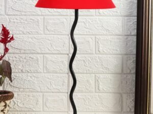 Red Cotton Zig zag Table lamp with Iron Base (AE03)