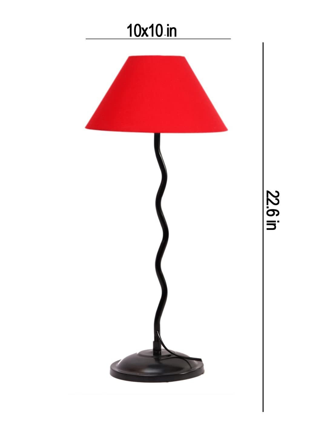 Red Cotton Zig zag Table lamp with Iron Base (AE03)