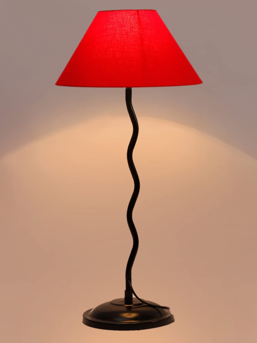Red Cotton Zig zag Table lamp with Iron Base (AE03)