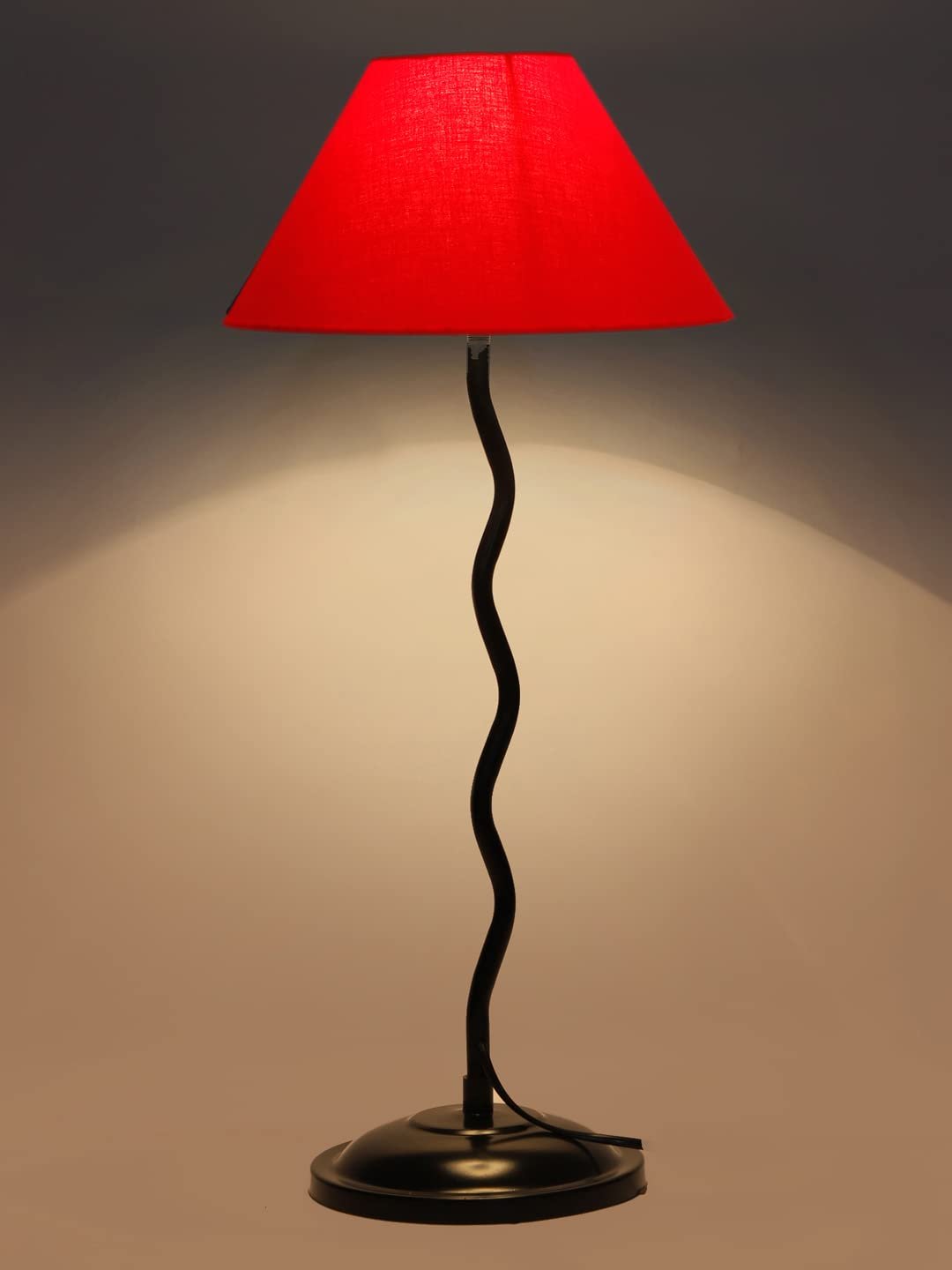 Red Cotton Zig zag Table lamp with Iron Base (AE03)