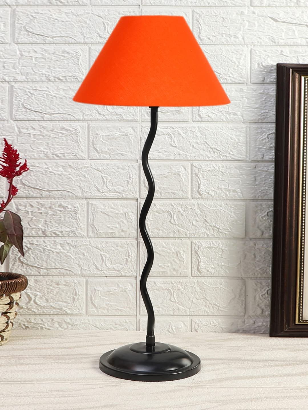 Orange Cotton Zig zag Table lamp with Iron Base (AE04)