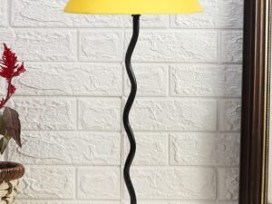 Yellow Cotton Zig zag Table lamp with Iron Base (AE)