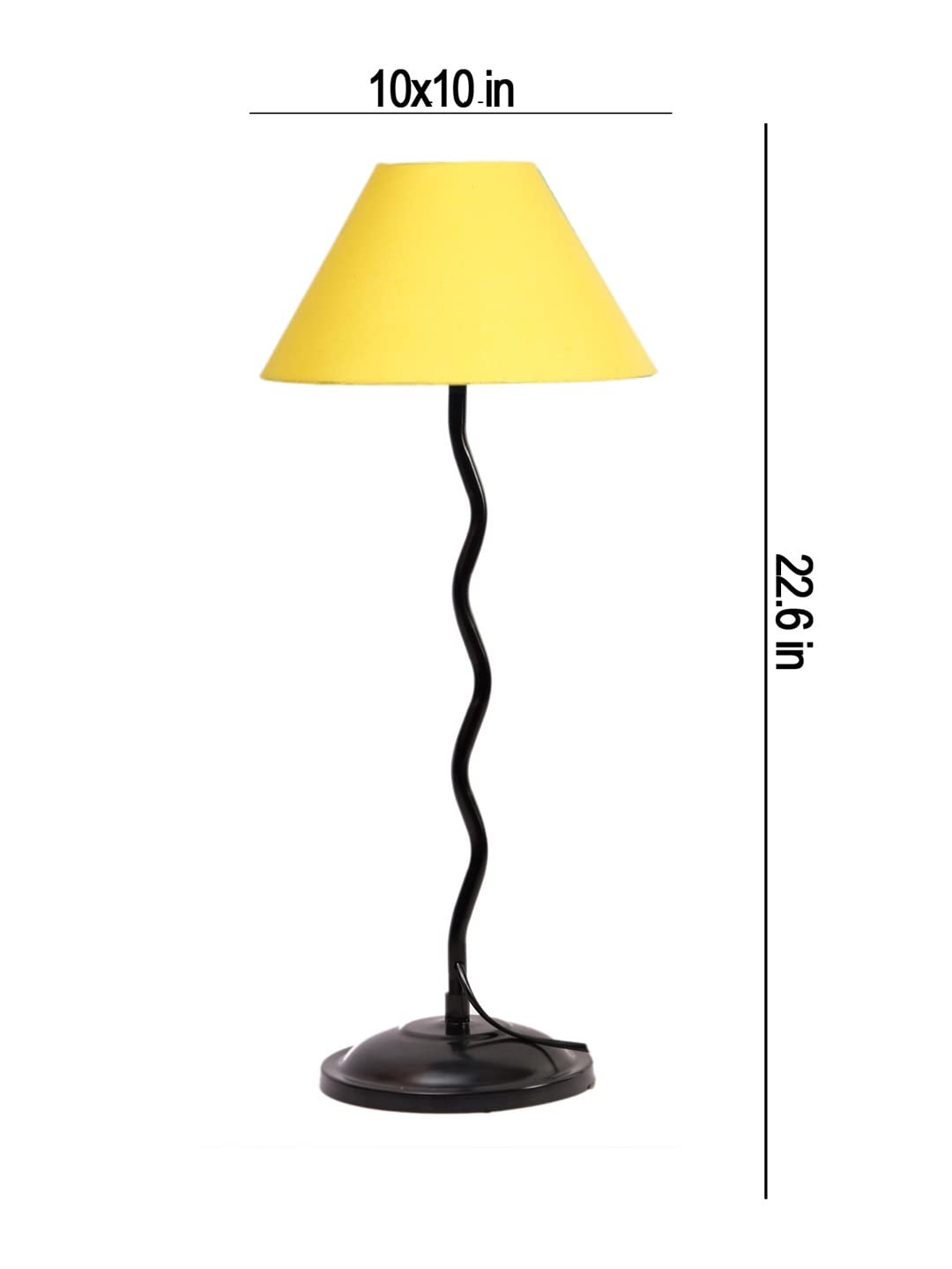 Yellow Cotton Zig zag Table lamp with Iron Base (AE)