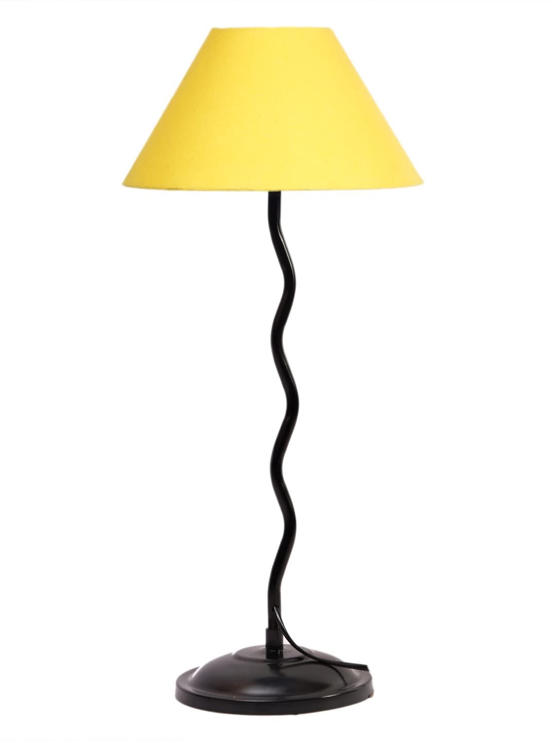 Yellow Cotton Zig zag Table lamp with Iron Base (AE)