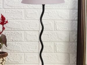 Grey Cotton Zig zag Table lamp with Iron Base (AE06)
