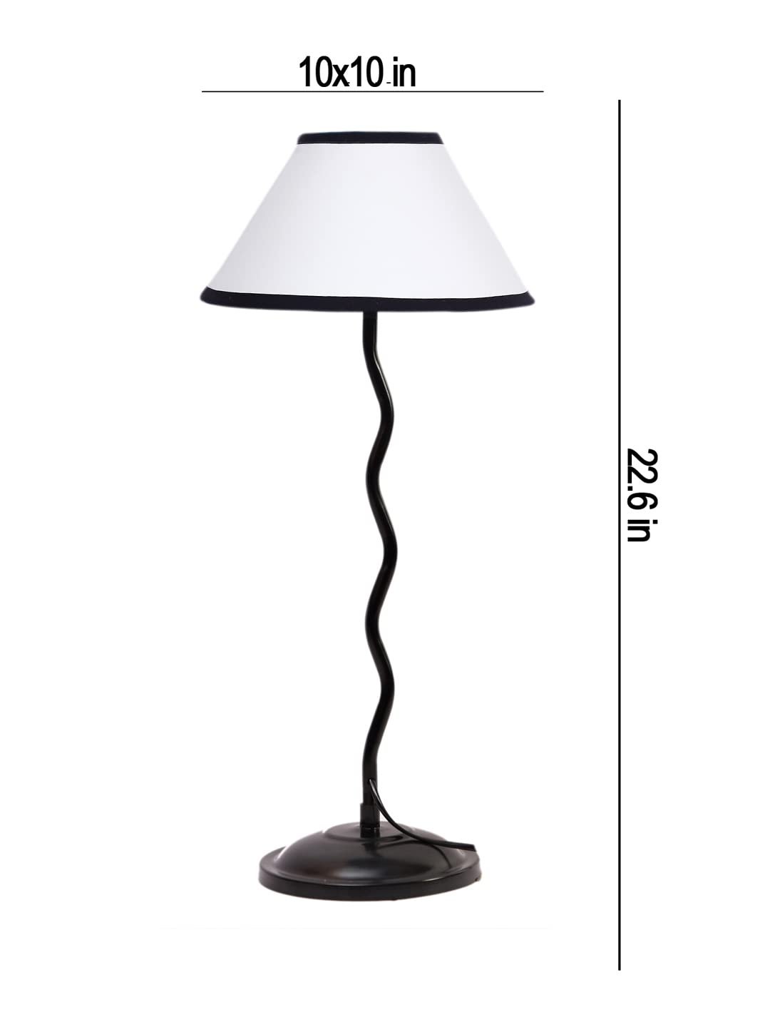 White & Black Cotton Zig zag Table lamp with Iron Base (AE07)