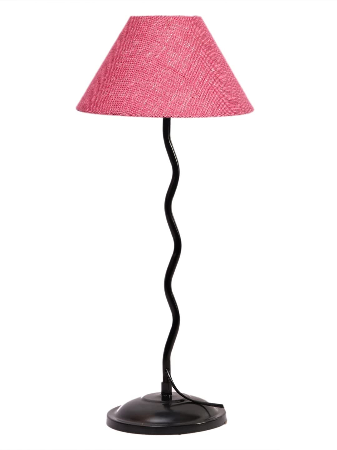 Pink Jute Zig zag Table lamp with Iron Base (AE09)