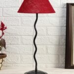Maroon Jute Zig zag Table lamp with Iron Base (AE10)