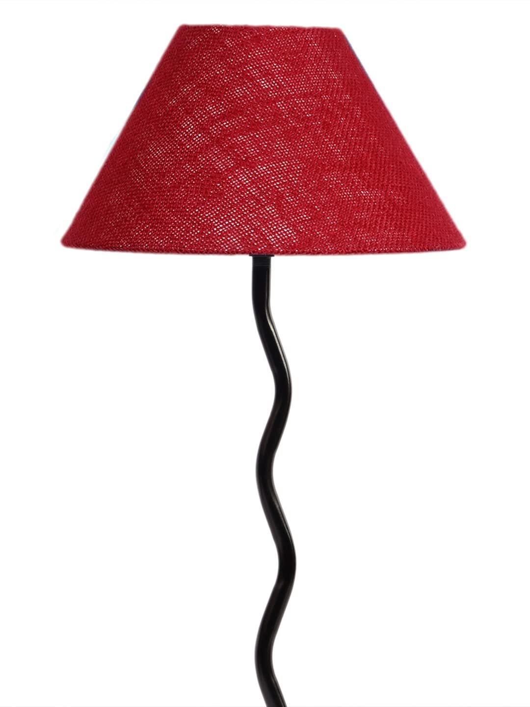 Maroon Jute Zig zag Table lamp with Iron Base (AE10)