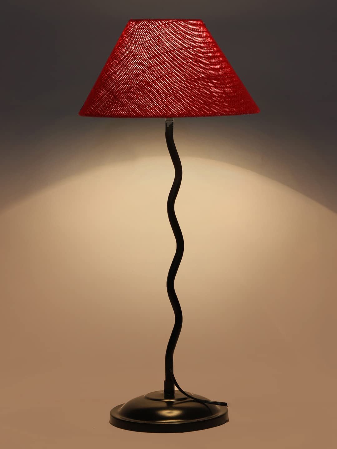 Maroon Jute Zig zag Table lamp with Iron Base (AE10)