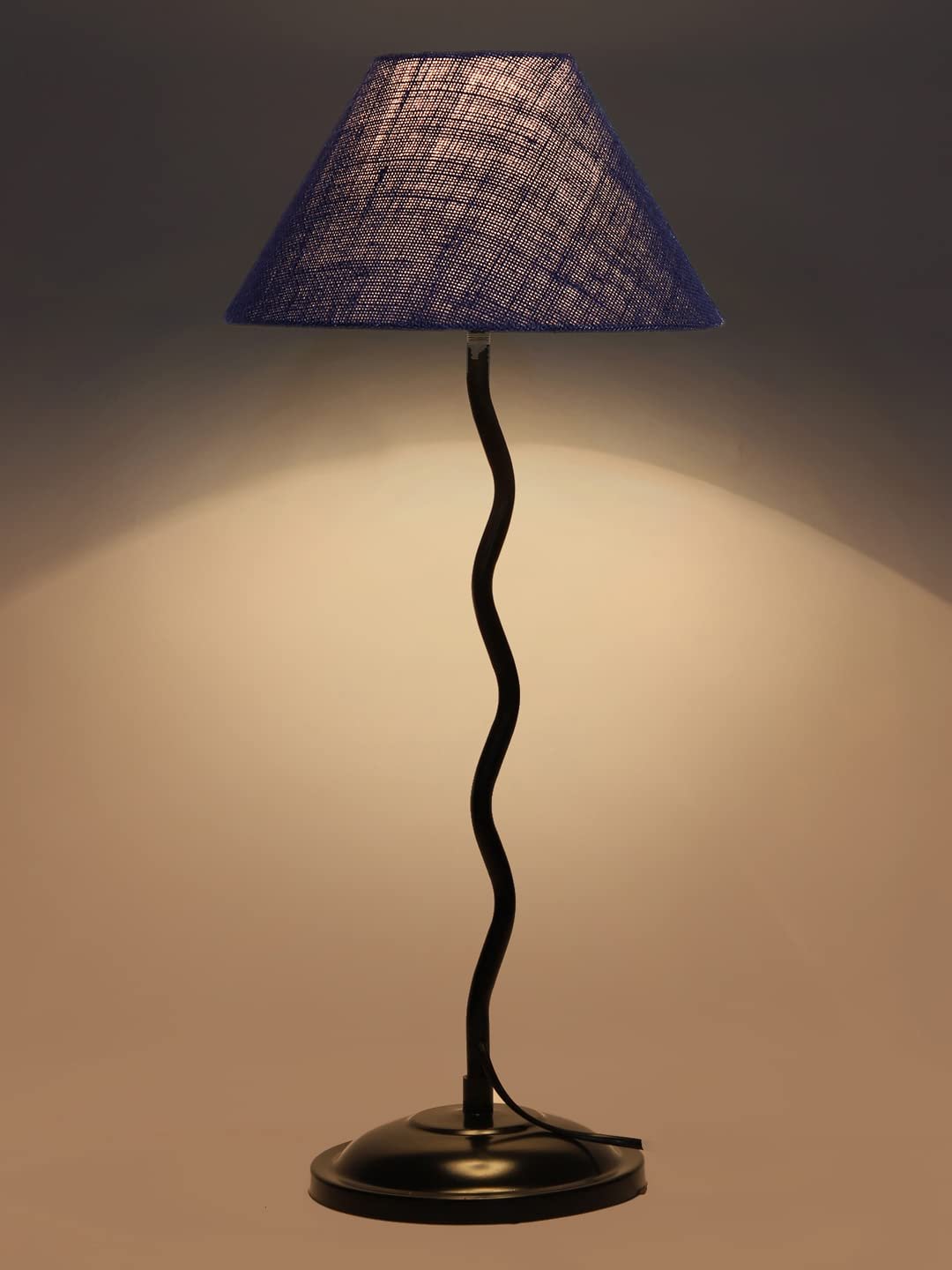 Blue Jute Zig zag Table lamp with Iron Base (AE11)