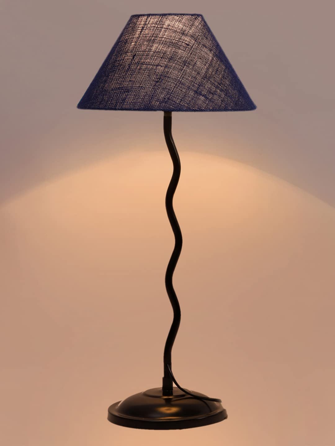 Blue Jute Zig zag Table lamp with Iron Base (AE11)
