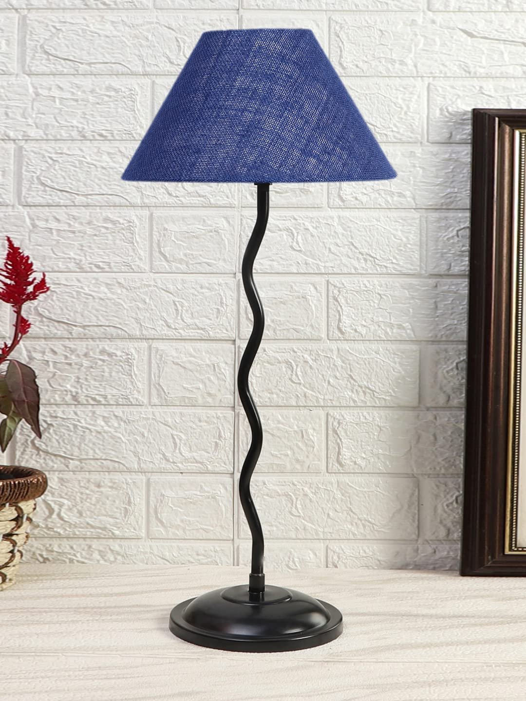 Blue Jute Zig zag Table lamp with Iron Base (AE11)