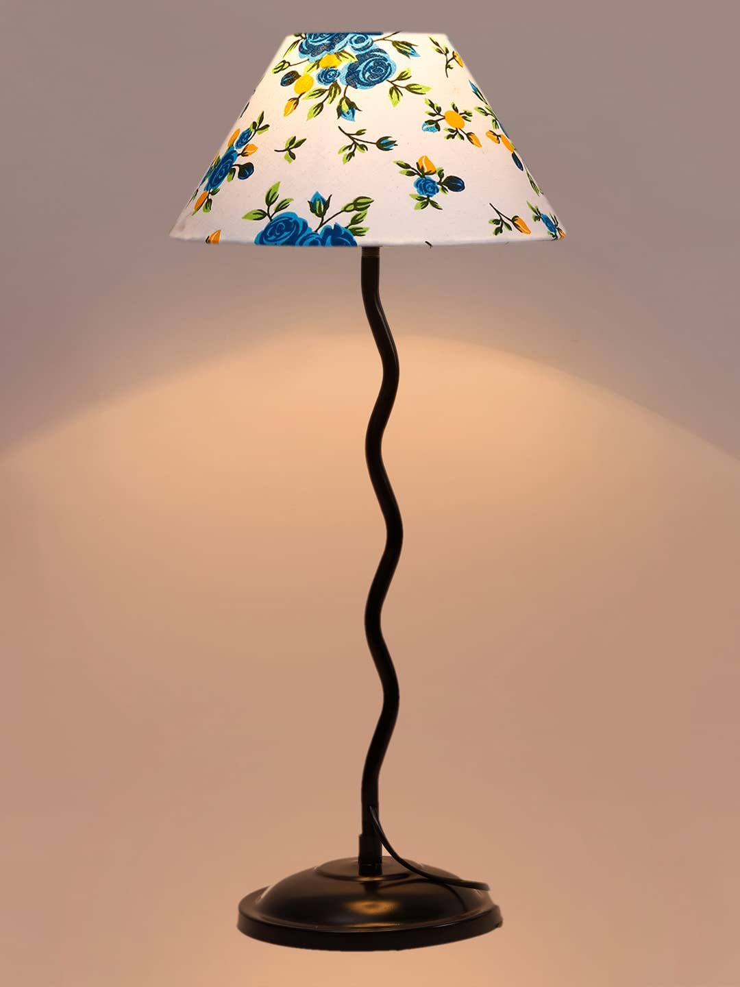 Printed Cotton Zig zag Table lamp with Iron Base (AE12)