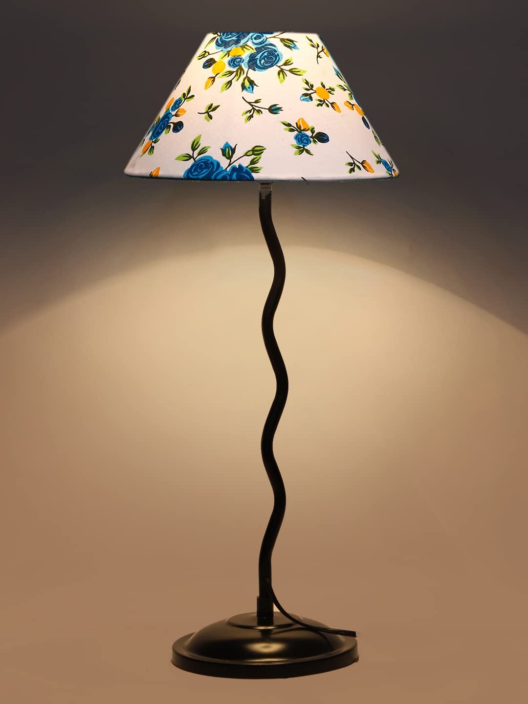 Printed Cotton Zig zag Table lamp with Iron Base (AE12)