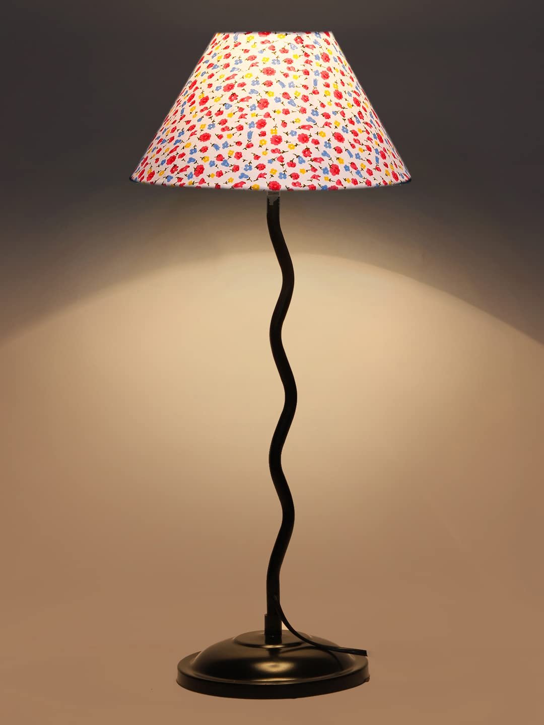 Printed Cotton Zig zag Table lamp with Iron Base (AE14)