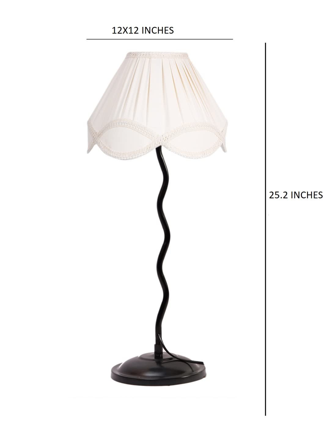 Vintage Off-White Cotton Zig Zag Table lamp with Iron Base (AE15)