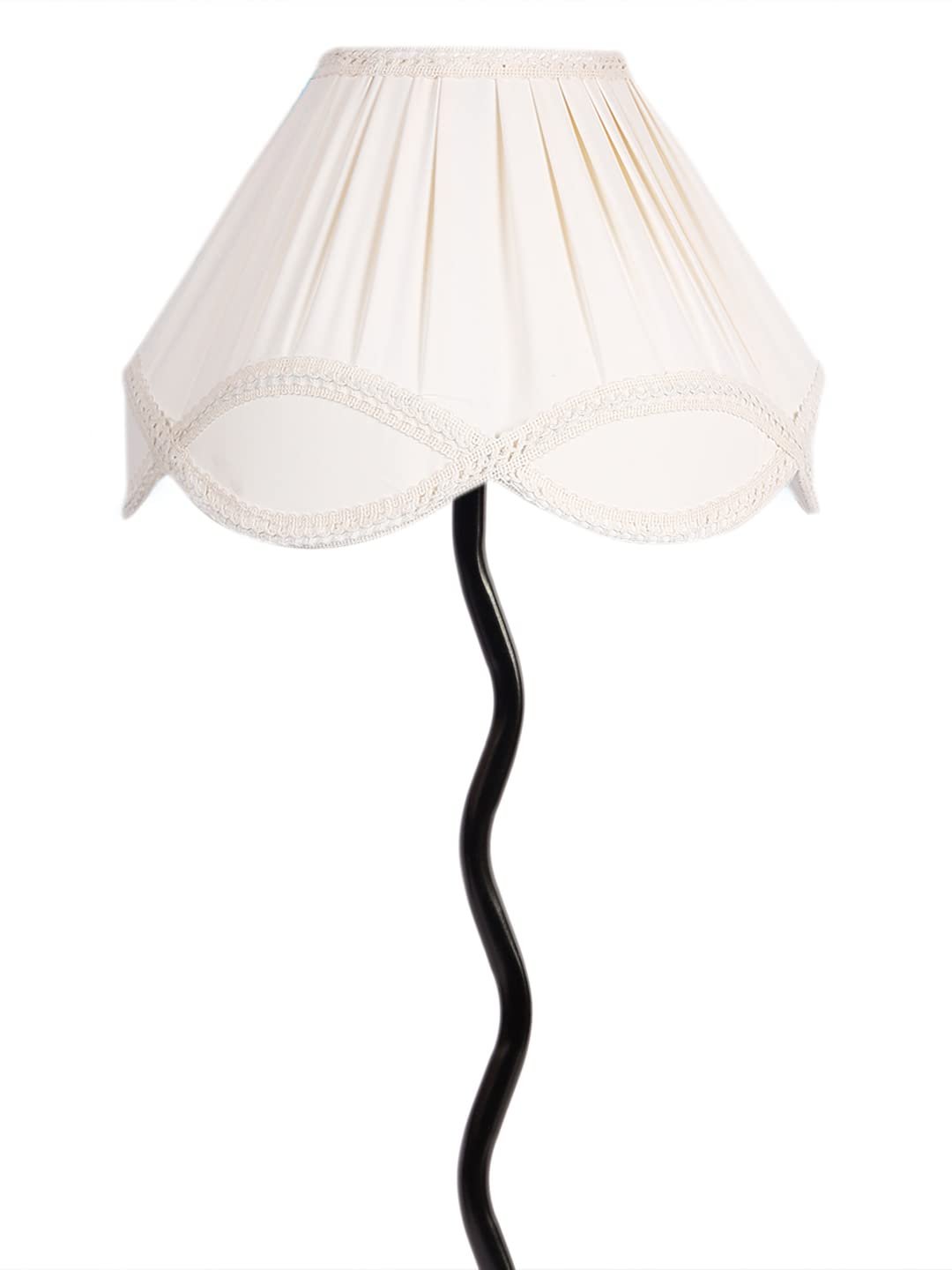 Vintage Off-White Cotton Zig Zag Table lamp with Iron Base (AE15)