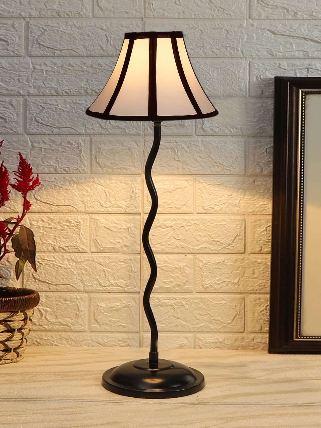 Multi Cotton Zig Zag Table lamp with Iron Base (AE17)