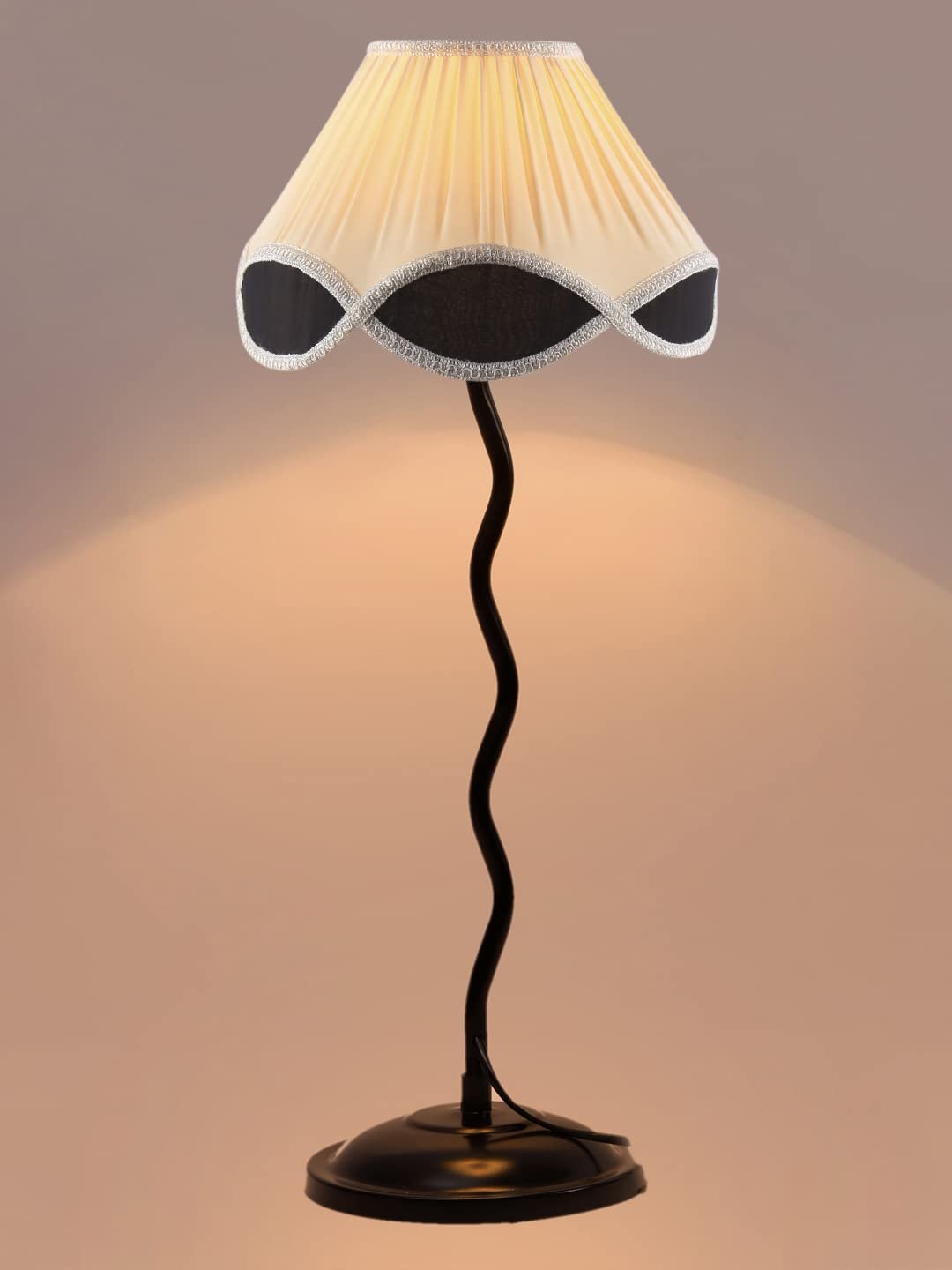 Vintage Multi Cotton Zig Zag Table lamp with Iron Base (AE18)