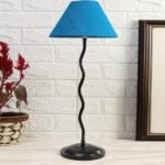 Turquoise Jute Zig Zag Table lamp with Iron Base (AE19)