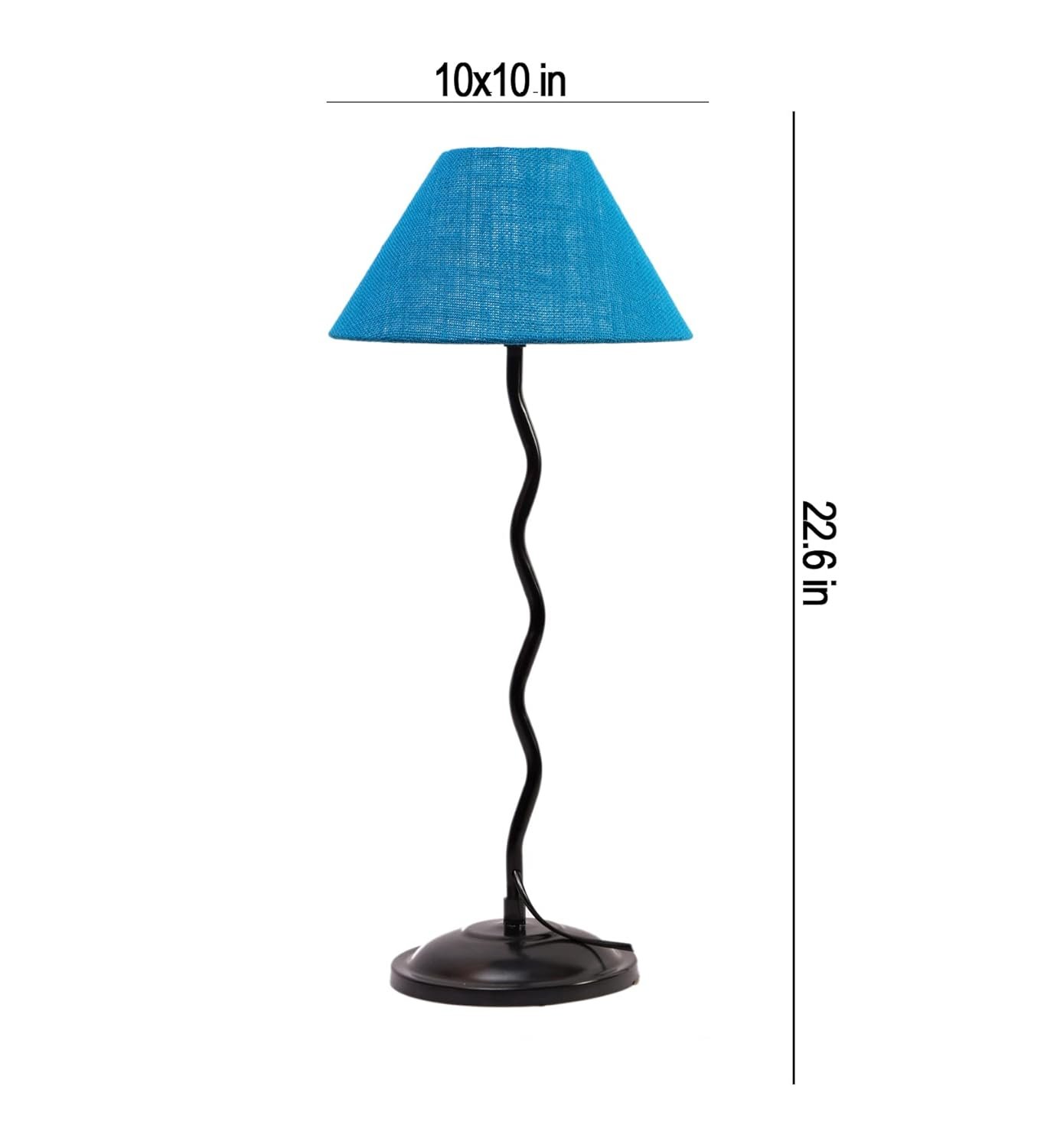 Turquoise Jute Zig Zag Table lamp with Iron Base (AE19)