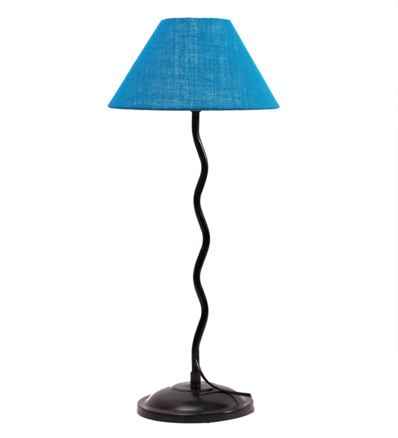 Turquoise Jute Zig Zag Table lamp with Iron Base (AE19)