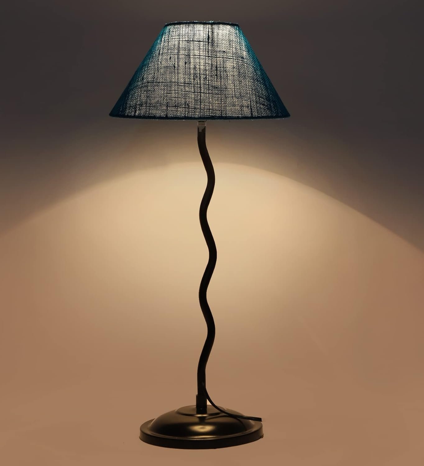 Turquoise Jute Zig Zag Table lamp with Iron Base (AE19)
