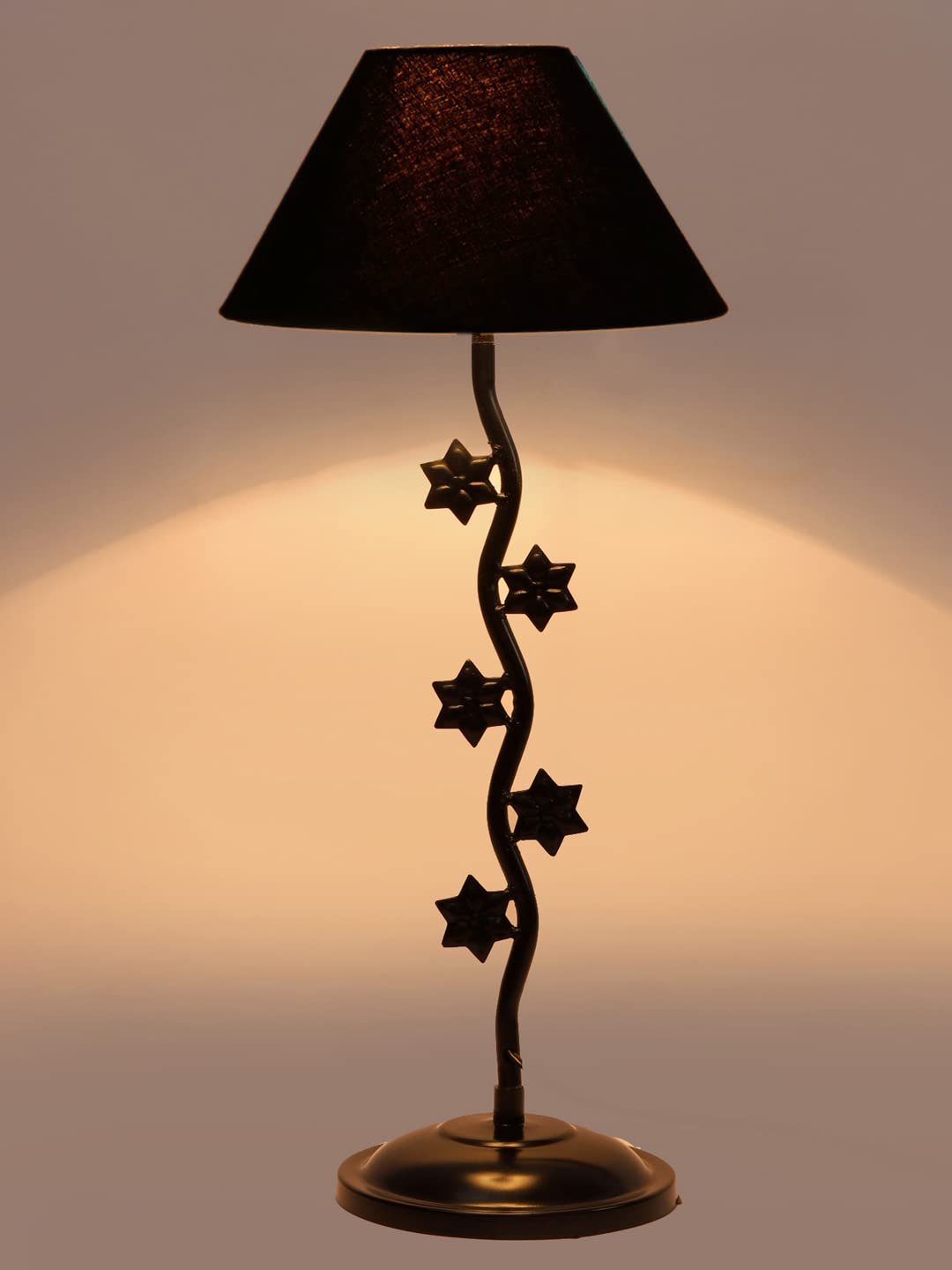 Black Cotton Zig zag Star Table lamp with Iron Base (AE21)
