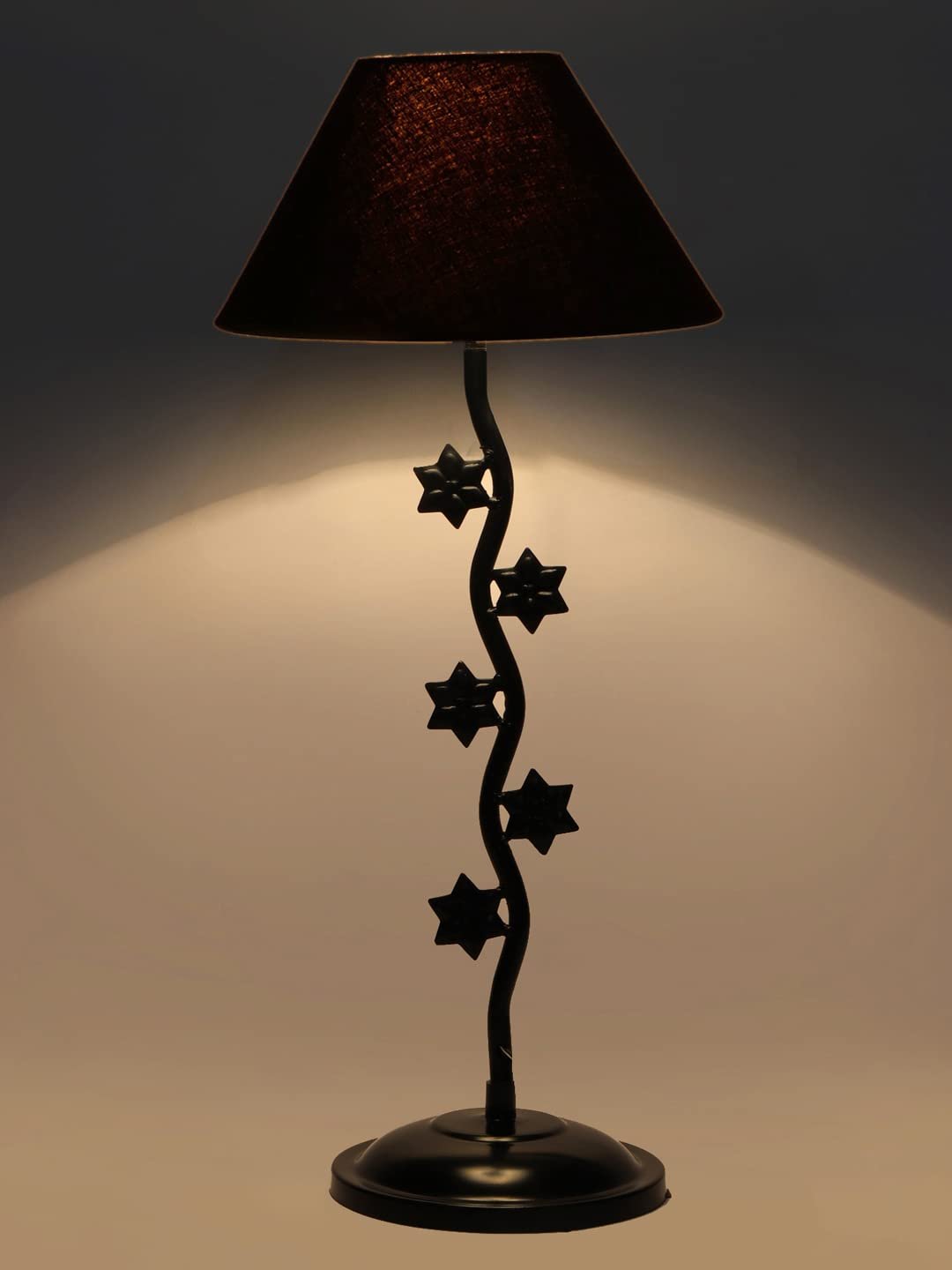 Black Cotton Zig zag Star Table lamp with Iron Base (AE21)