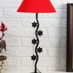 Red Cotton Zig zag Star Table lamp with Iron Base (AE22)