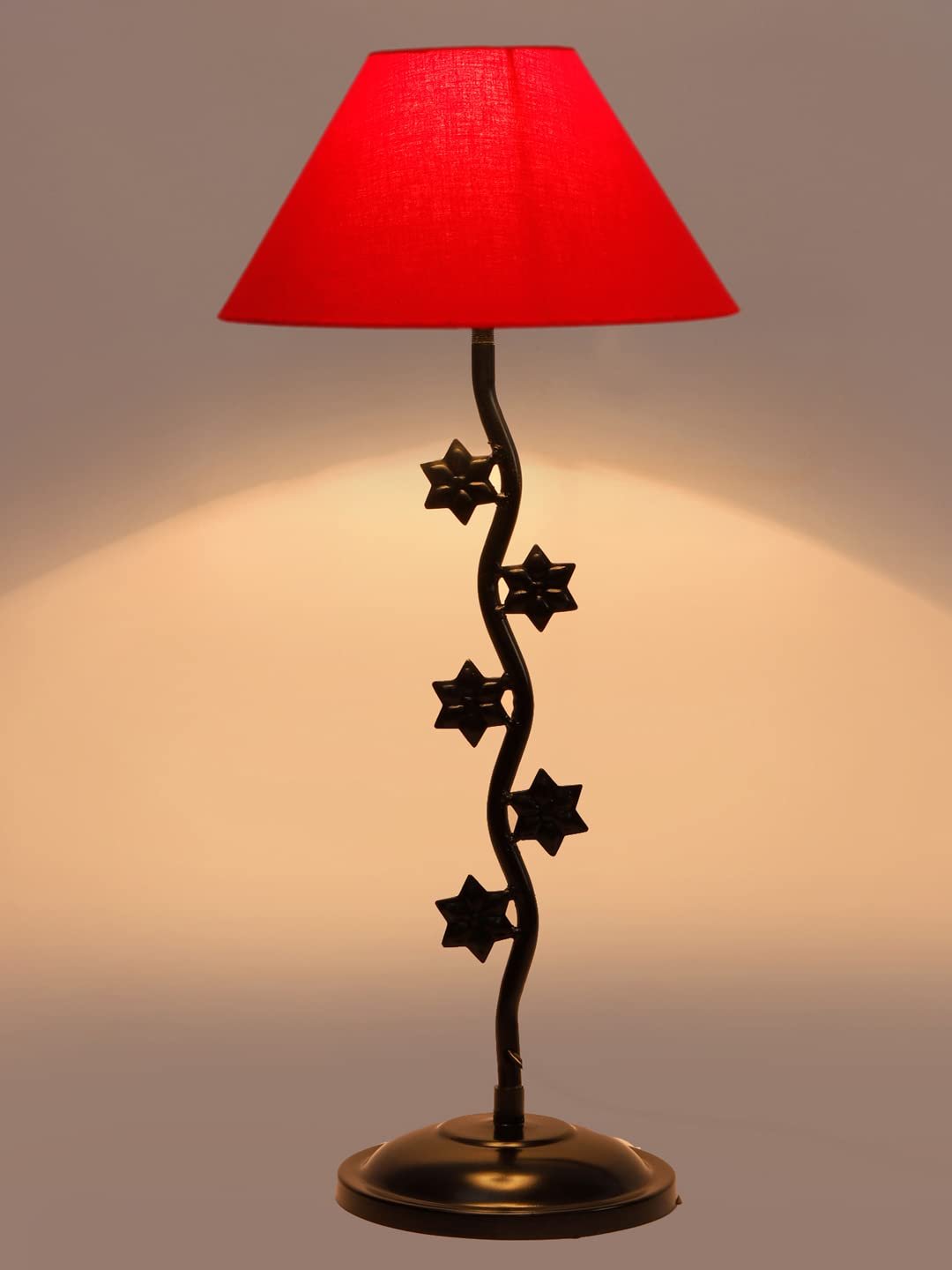Red Cotton Zig zag Star Table lamp with Iron Base (AE22)
