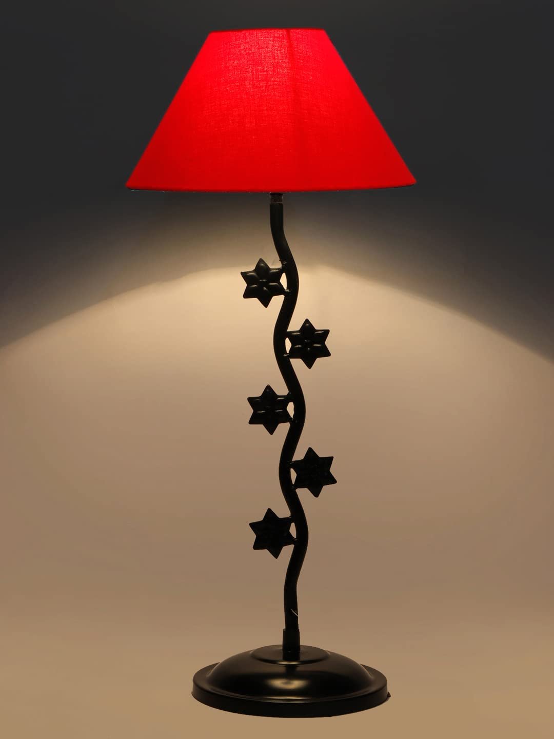 Red Cotton Zig zag Star Table lamp with Iron Base (AE22)